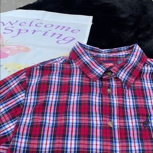 Wrangler Red Plaid Button Up Pocket Casual Shirt Boys XXL (18)